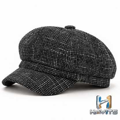 Zwarte newsboy-pet met HAVITS-logo