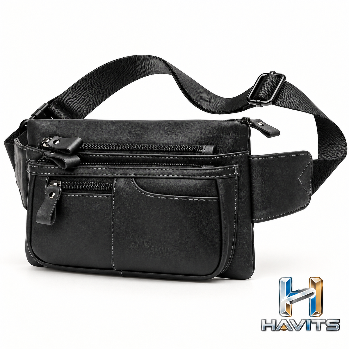 Zwarte compacte heuptas met HAVITS-logo