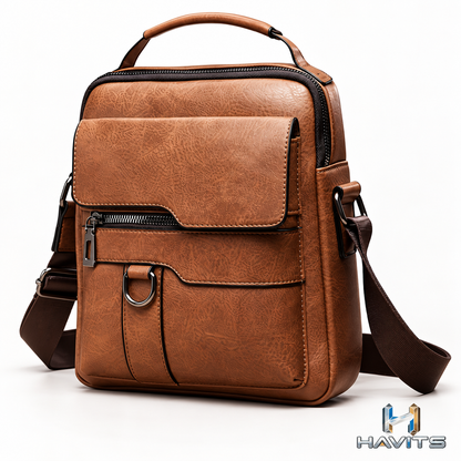Bruine retro schoudertas met HAVITS-logo