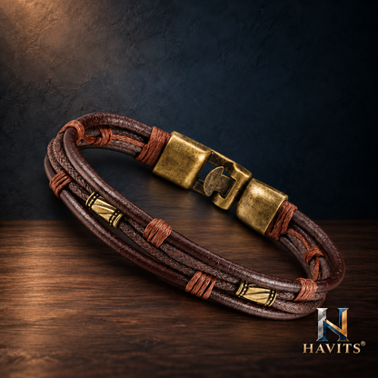 HAVITS Urban — Bruine gevlochten armband — vaste HAVITS-fotostijl