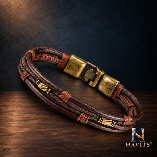 HAVITS Urban — Bruine gevlochten armband — vaste HAVITS-fotostijl